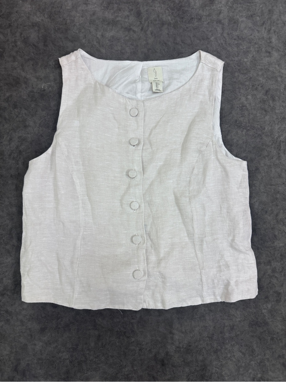 Women Joie beige sleeveless 100% linen summer vest top size large